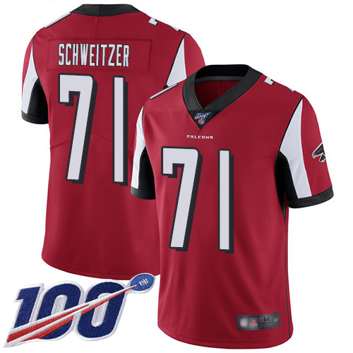 Atlanta Falcons Limited Red Men Wes Schweitzer Home Jersey NFL Football #71 100th Season Vapor Untouchable